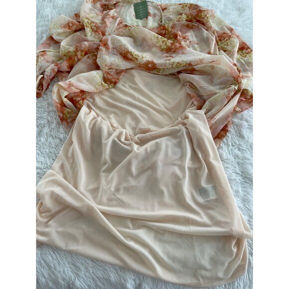 H&M NWT Floral Long-Sleeve V-Neck Maxi Dress With Sheer Overlay & Lining Size M - Picture 5 of 11